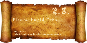 Micska Boglárka névjegykártya